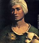 Dosso Dossi Portrait Of A Young Man With A Dog And A Cat painting